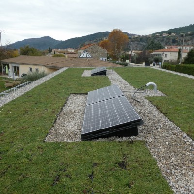 toiture végétalisée et panneaux photovoltaïques